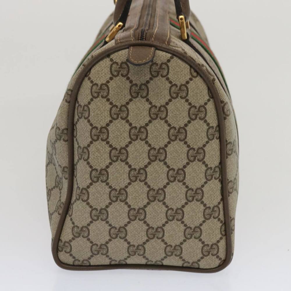 GUCCI GG Supreme Web Sherry Line Boston Bag Beige Red 24 02 007 Auth yk10839 - Picture 4 of 16